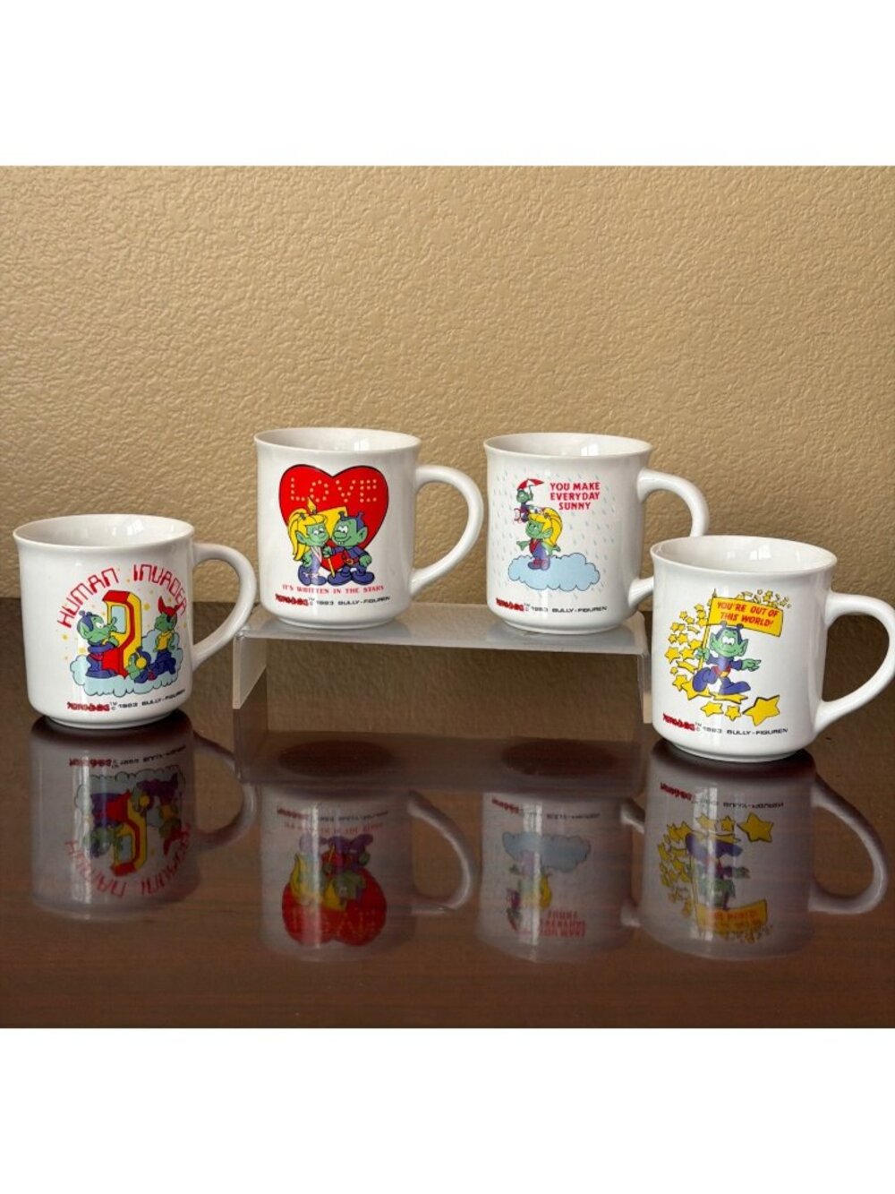 1983 Astrosniks Coffee Mugs Bully Figuren Star Power Korea Set of 4